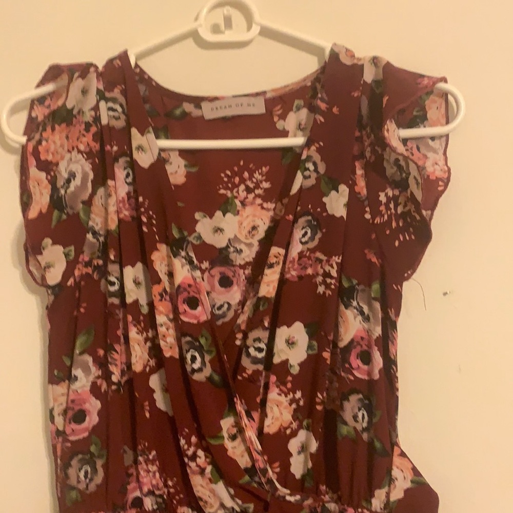 Maroon floral print dress